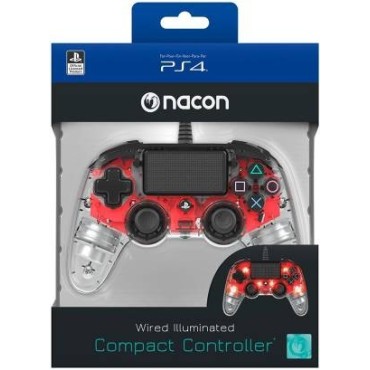 Compact Wired Illuminated Light Edition Red Nacon PS4 - Controller Gaming - Nacon